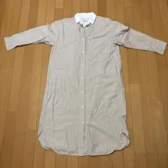 無印良品　ストライプ M-Lサイズ 長袖シャツワンピース