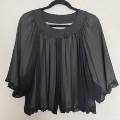 【美品】ラクープ LACOUPE 大きいサイズ ボレロカーディガン（黒×白）