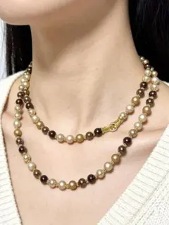 ゴールドパールビーズネックレス レイヤードセーターネックレス 87cm