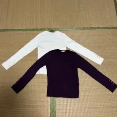 リブ編み長袖ニット2色セット