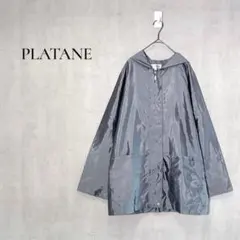PLATANE　大きいサイズLL　フード付ナイロンジャケット　グレー　光沢