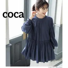 0219 coca 艶ギャザーブラウス ネイビー