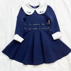 キッズ　フォーマル ワンピース　ネイビー　100