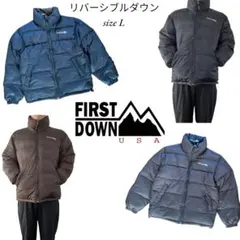 【大きめ】FIRST DOWN リバーシブルダウンジャケット L ネイビー