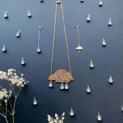【セット】ネックレス & ピアス 揺れる 雨 雲 モチーフ かわいい 韓国