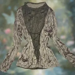 00s ベロア　カーキ　ブラウン　ロンt フェアリーグランジ　森ガール　y2k