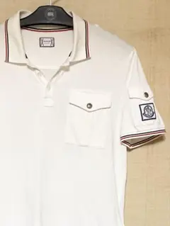 ⭐️MONCLER 【イタリア製】　ポロシャツ Lサイズ　白のサムネイル