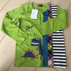 恐竜プリント 長袖カットソー 120cm グリーン