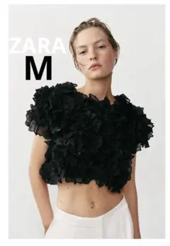 ZARA ショートスリーブテクスチャーニット リボン付き S - メルカリ