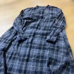 チェック柄スタンドカラー長袖ワンピース