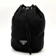 美品✨プラダ 巾着 ポーチ バニティ ナイロン レザー 三角ロゴ 近年モデル