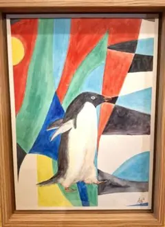 アデリーペンギン　水彩　原画　現代アート アナログアート インテリア　自贋作