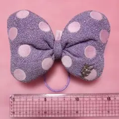 ディズニー デイジー ヘアゴム クリップ リボン パープル ビッグサイズ 水玉