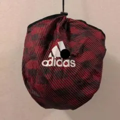 アディダス ボールバッグ 巾着型 赤×黒 ストライプ柄