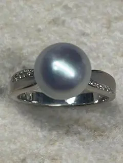 Pt900】黒蝶真珠リング 10mm ダイヤ0.10ct タヒチパール 大珠 - メルカリ