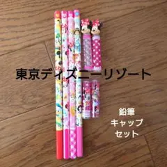 ディズニーリゾート　ディズニーキャラクター 2B鉛筆 4本　キャップ　4個