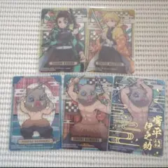 ㉚ 鬼滅の刃 ステンドグラスカード 竃門炭治郎 我妻善逸 嘴平伊之助 レア箔押し