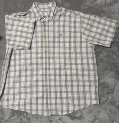 ベージュ系チェック 半袖シャツ