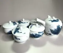畑萬陶苑 有田焼 鍋島山水　玉露茶器セット　急須と湯呑５客