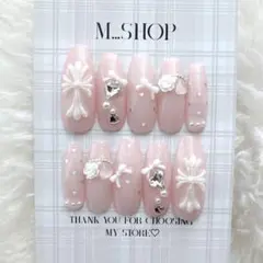現品セール】ネイルチップ♡ピンク クロム 量産型地雷韓国ワンホン
