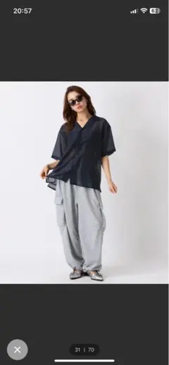Forever21半袖シースルーシャツネイビーのサムネイル