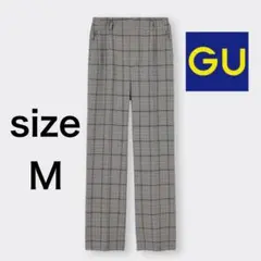 【試着のみ美品】GU ハイウエスト ストレートスラックス チェック柄 グレー M