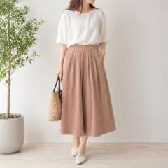 earth ガウチョパンツ ピンクベージュ ワイドパンツ フリーサイズ