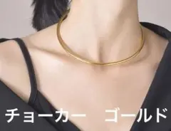 新品　ステンレス チョーカー ネックカフ ネックレス サージカル　ゴールド