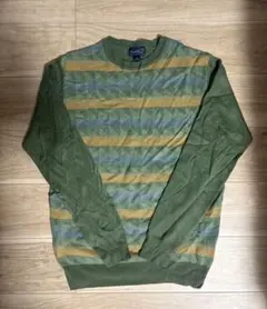 90s Arnold Palmer ストライプ クルーネックニットセーター 緑