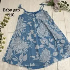 Baby gap 花柄 ノースリーブワンピース 110 ライトブルー花柄のサムネイル