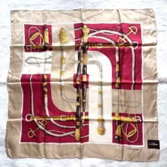 【未使用】LANCEL ランセル スカーフ シルク 58㎝ ベージュ 馬具 希少