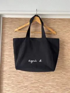 agnès b. ブラック　ロゴトートバッグ