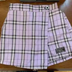 紫色のチェック柄キュロット　160cm