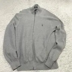 美品 ✨ポロラルフローレン　ニット　フルジップ Lサイズ　グレー　メンズ