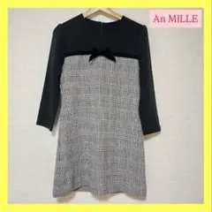 ❣️未使用級❣️AnMILLE アンミール ミニワンピース ベロア リボン チェック