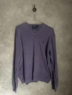 ポロ 紫 Vネック 長袖セーター
