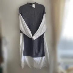 スタジオクリップ　グレーのニットワンピース