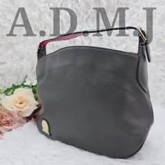 極美品☆A.D.M.J 本革 ワンショルダー トートバッグ ハンドバッグ グレーのサムネイル