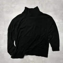 【美品】UNIQLO ハイネック長袖ニット ブラック XLのサムネイル