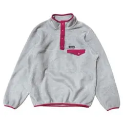 パタゴニア キッズ シンチラ スナップT フリース ライトグレー ピンク