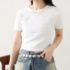 ミスティック Tシャツ チビT ショート丈 白 半袖 F 美品のサムネイル
