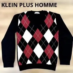 KLEIN PLUS HOMME アーガイル Vネックセーター 46(M)