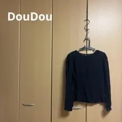 新品　DouDou シアー素材 プリーツ長袖ブラウス ブラックのサムネイル