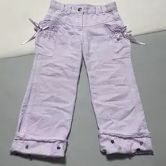 メゾピアノ薄紫色 リボン付きパンツ110サイズ