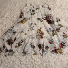 美品（JEANASIS）フラワープリントフレアスカートホワイト系白系（F）