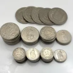 スイスフランコイン 5,2,1,ハーフ,フラン 1960年代 銀貨 4枚セット