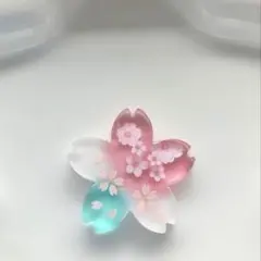 レジン　ヘアゴム　桜　水色＆ピンク＆白◡̈♥︎