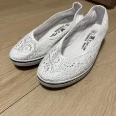 ホワイト レース スリッポン