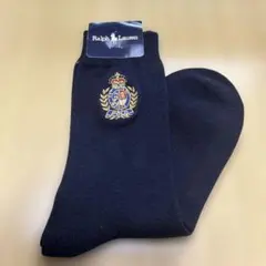Ralph Lauren 黒ソックス22-24 未使用品　刺繍ロゴナイガイ製
