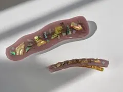 【セール品】訳アリ　【バレッタ・ヘアクリップセット】　パープル（ゴールド土台）